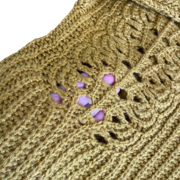 Anthropologie Pilcro Yellow Devenne Pointelle Knit Oversized Sweater Size Small‎ - Picture 6 of 9